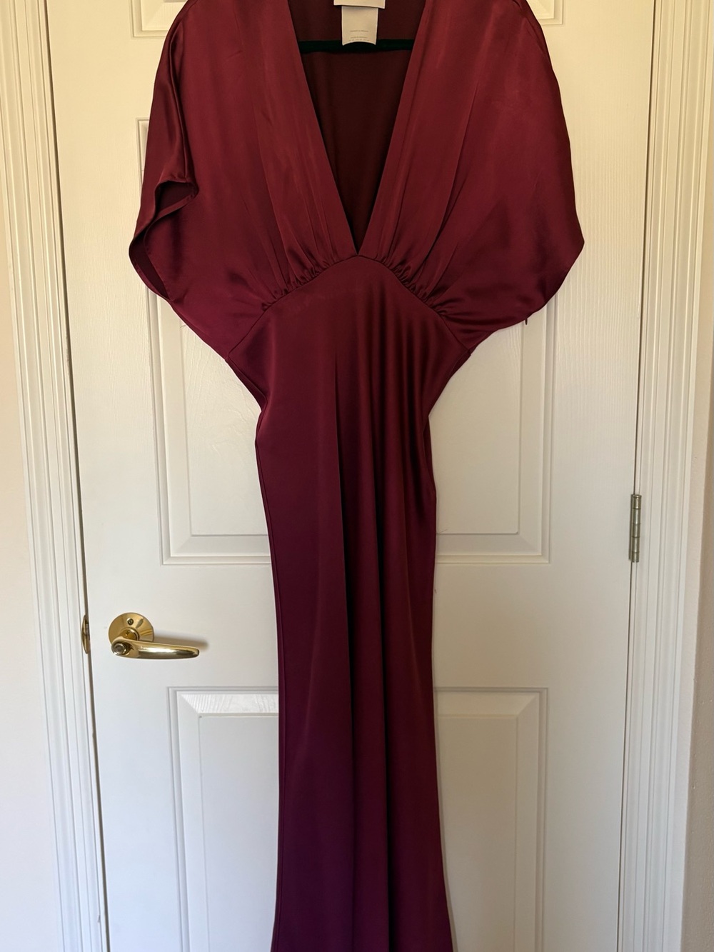 BHLDN Deep Burgundy Maxi Dress with V-Neck